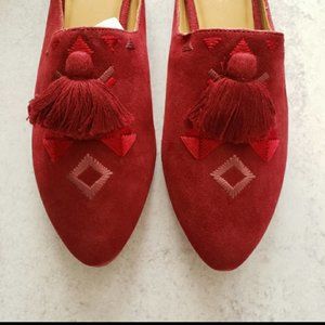 Soludos Palazzo Loafer Mule Red Slides Tassel SZ 8